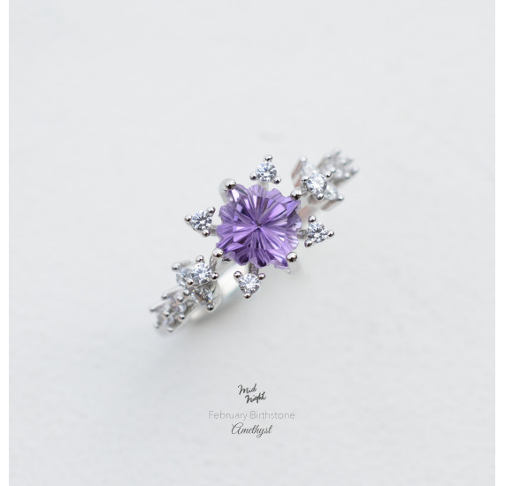 February Birthstone-Amethyst Stamp Ring